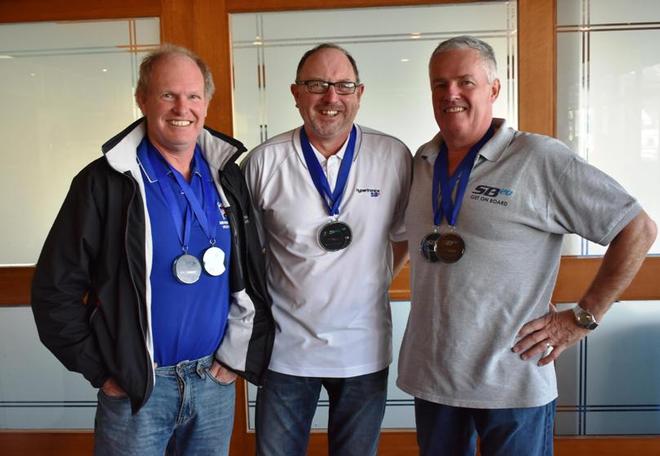 Masters and second place Chris Keil, Leigh Johnston, Steve Catchpool Hypertronics – SB20 Mid-Winter Regatta Tasmania © Jane Austin